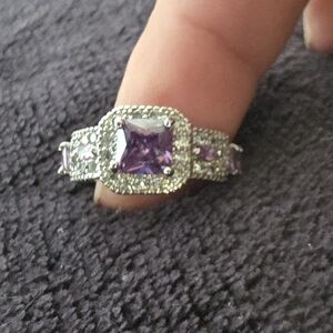 Elegant Amethyst and Sterling Silver Ring. Size 7